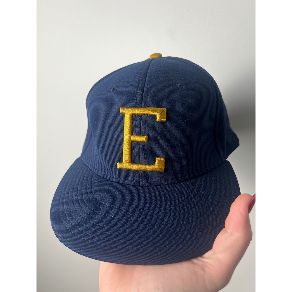OC Sports Baseball Cap Mens 7 3/8 Navy Blue Yellow Embroidered Greek "E" Hat